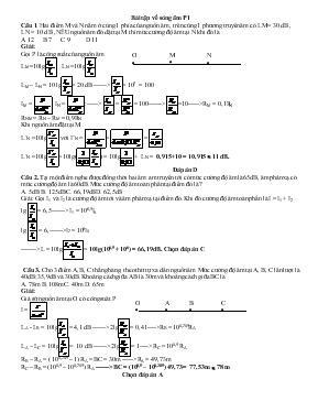Giáo án Bài tập về sóng âm - Môn vật lý 12